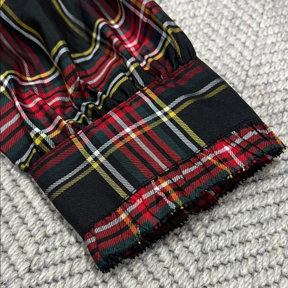J. Crew Stewart Tartan Plaid Off-Shoulder Adjustable Tie Blouse